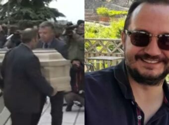 Κηδεία Βασίλη Καλογήρου: Τραγική φιγούρα η μητέρα του στο τελευταίο “αντίο”