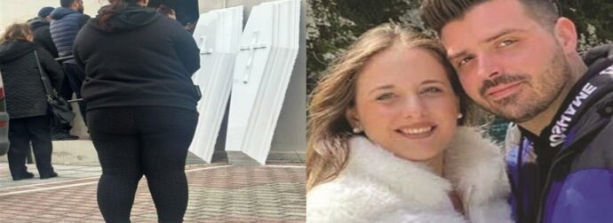 Κλαίει ο ουρανός τώρα πάνω από τον Βόλο: Όλοι στα μαύρα για το νεκρό νιόπαντρο ζευγάρι, θρήνος στην κηδεία των 31χρονων Κώστα και Κερασίας
