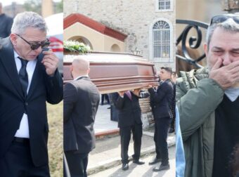 Κηδεία Καίτης Κωνσταντίνου: Σφιχταγκαλιασμένοι με τη μητέρα της οι ηθοποιοί από τα “Εγκλήματα” – Σπάραξαν στο κλάμα