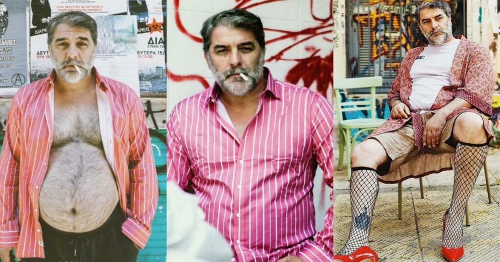 Βασίλης Μπισμπίκης: Ποζάρει με κόκκινες γόβες και δικτυωτές κάλτσες