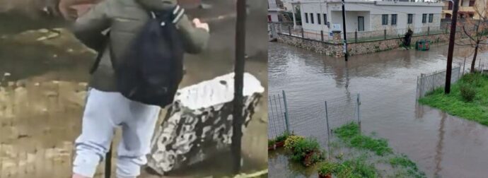 «Επέλαση» της κακοκαιρίας: Πλημμύρισε το Νεοχώρι – Κινδύνευσαν παιδιά που προσπαθούσαν να διασχίσουν τους δρόμους