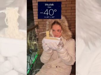 Στη Σιβηρία κάνει τόσο κρύο που τα μακαρόνια παγώνουν στον αέρα και ιδού η απόδειξη