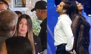 Συντετριμμένη η Άντζελα Δημητρίου στη λαϊκή αγρυπνία για τον Γιώργο Μαζωνάκη –  Μαζί της ήταν και η κόρη της 